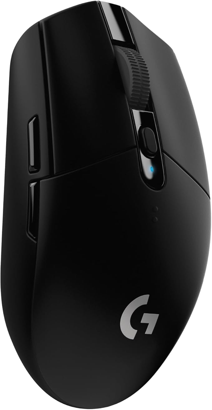 Black Logitech G305 LIGHTSPEED wireless gaming mouse shown from above